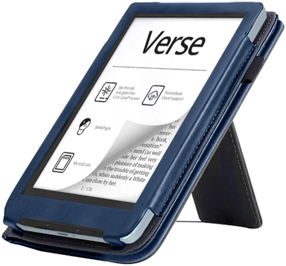 PocketBook Verse Hoes Book Case met Standaard en Sleep / Wake Blauw afbeelding 4