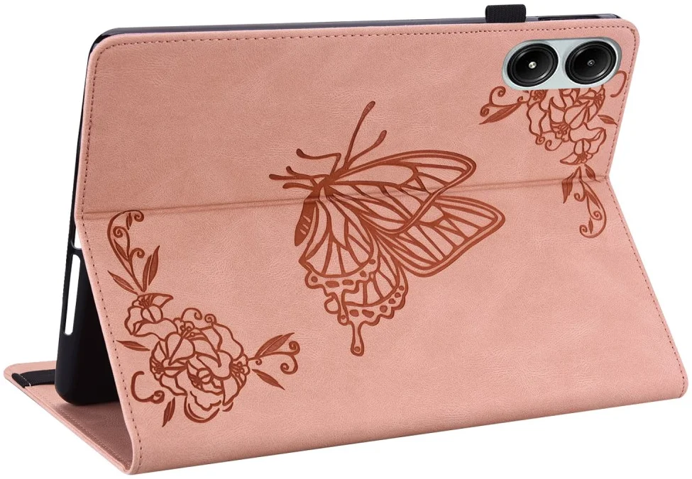Xiaomi Redmi Pad Pro / Poco Pad Hoes Tri-Fold Book Case Vlinder Print Roze afbeelding 3