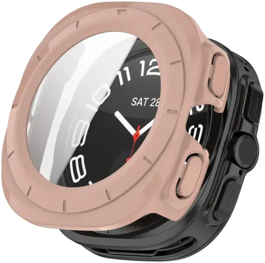Samsung Galaxy Watch Ultra Hoesje - Bumper Case met Tempered Glass - Roze afbeelding 1