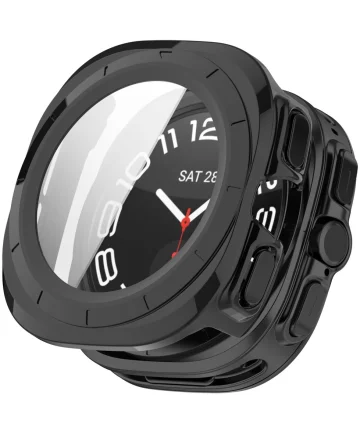 Samsung Galaxy Watch Ultra Hoesje - Bumper Case met Tempered Glass - Zwart Cases