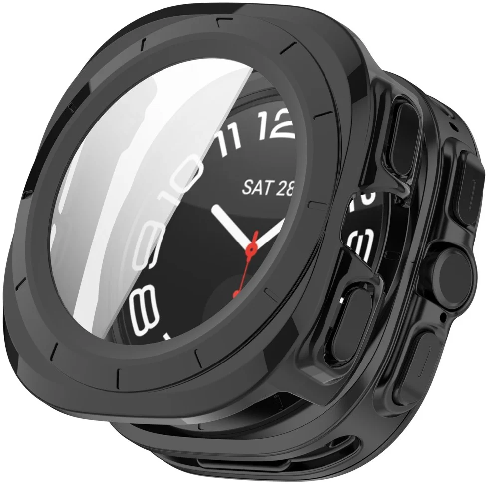 Samsung Galaxy Watch Ultra Hoesje - Bumper Case met Tempered Glass - Zwart afbeelding 1