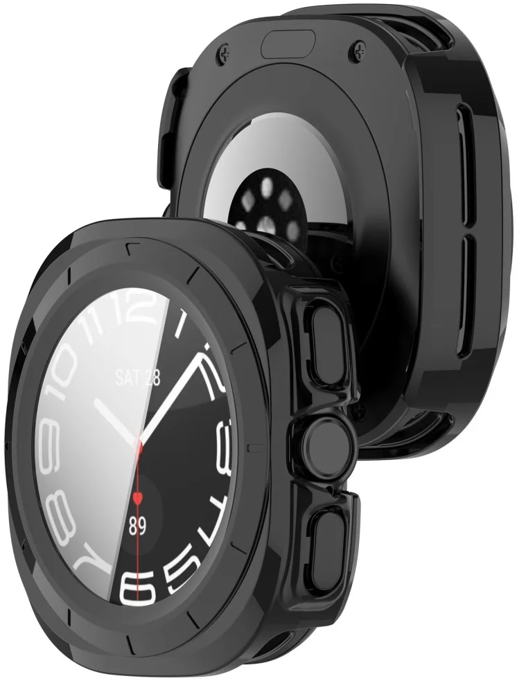 Samsung Galaxy Watch Ultra Hoesje - Bumper Case met Tempered Glass - Zwart afbeelding 6