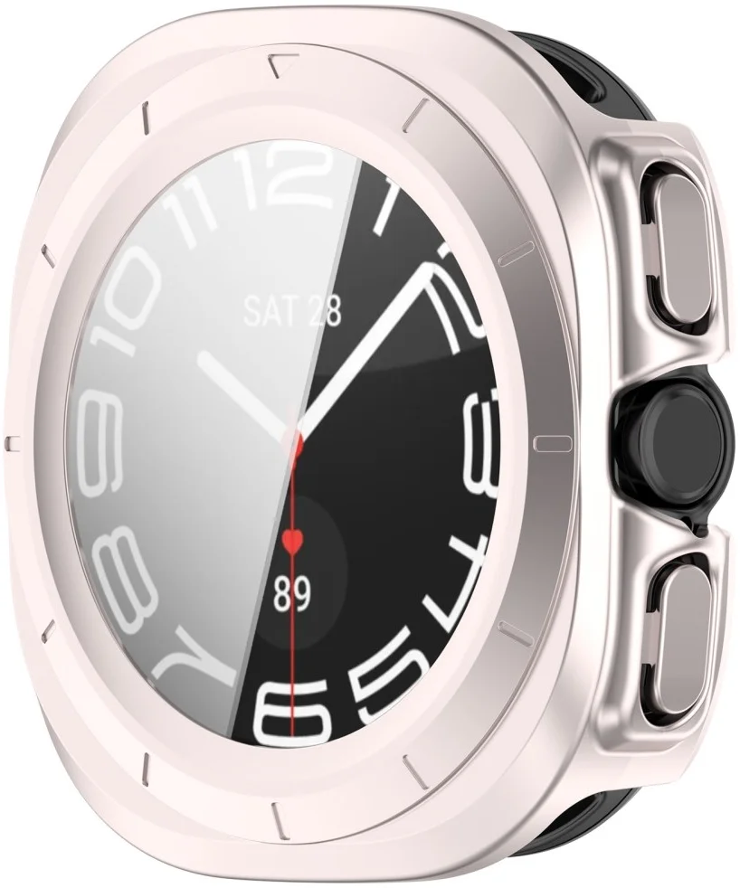 Samsung Galaxy Watch Ultra Hoesje - Bumper Case met Tempered Glass - Licht Roze afbeelding 5