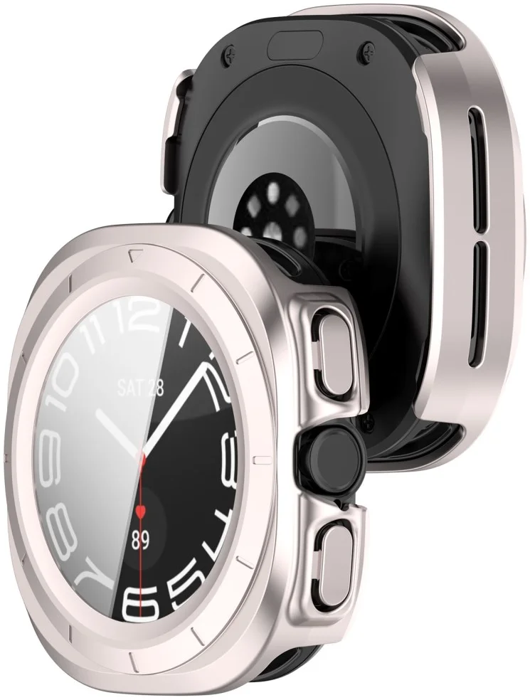 Samsung Galaxy Watch Ultra Hoesje - Bumper Case met Tempered Glass - Licht Roze afbeelding 6