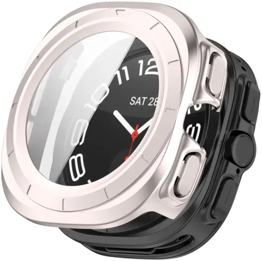 Samsung Galaxy Watch Ultra Hoesje - Bumper Case met Tempered Glass - Licht Roze afbeelding 1