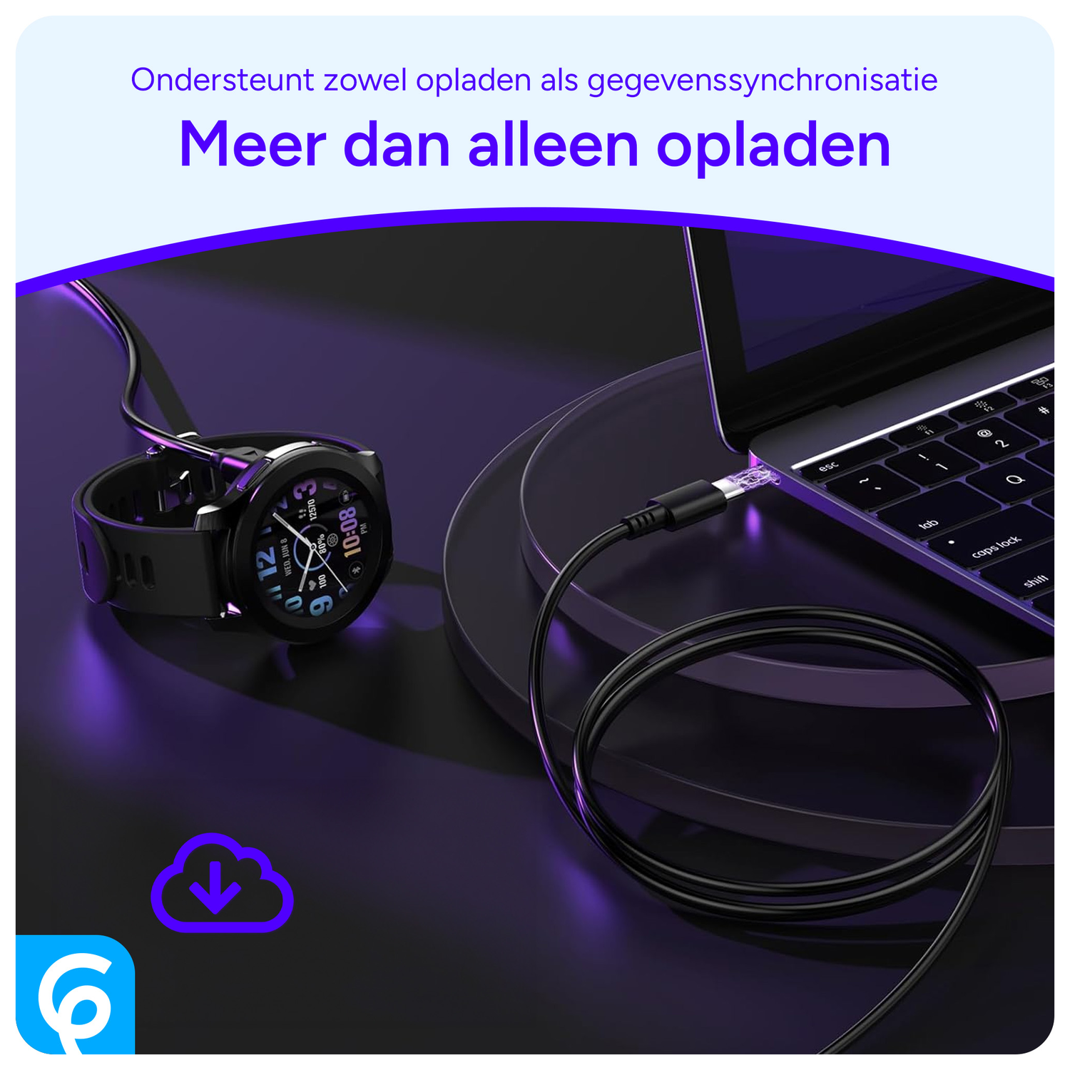 Universele Garmin Watch Oplader USB-C Kabel 1M Zwart afbeelding 3