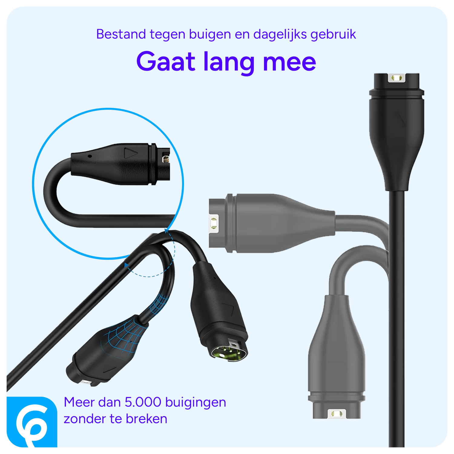 Universele Garmin Watch Oplader USB-C Kabel 1M Zwart afbeelding 5