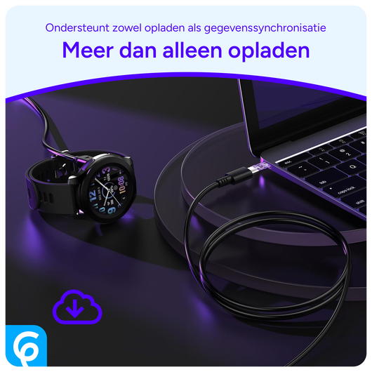 Universele Garmin Watch Oplader USB-C Kabel 1M Zwart afbeelding 3