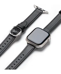 Ringke Leather One Slim - Apple Watch 1-10/SE - 38/40/41/42MM Bandje - Zwart