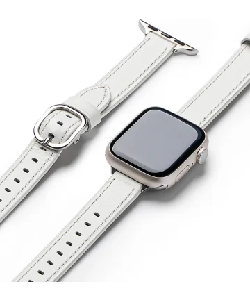 Ringke Leather One Slim - Apple Watch 1-10/SE - 38/40/41/42MM Bandje - Wit Bandjes