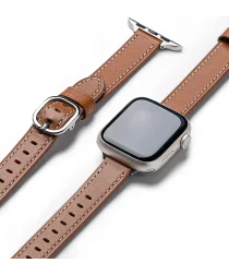 Ringke Leather One Slim - Apple Watch 1-10/SE - 38/40/41/42MM Bandje - Bruin