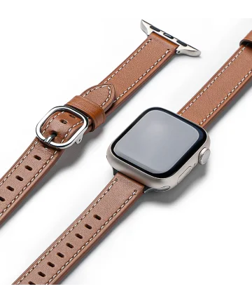 Ringke Leather One Slim - Apple Watch 1-10/SE - 38/40/41/42MM Bandje - Bruin Bandjes