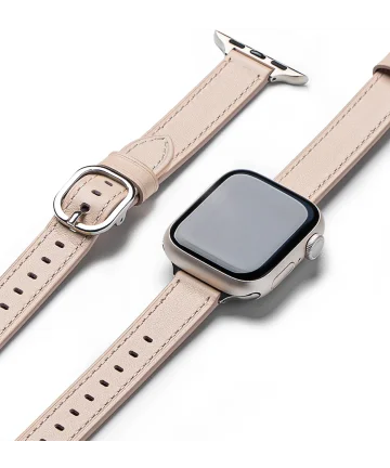 Ringke Leather One Slim - Apple Watch 1-10/SE - 38/40/41/42MM Bandje - Roze Bandjes