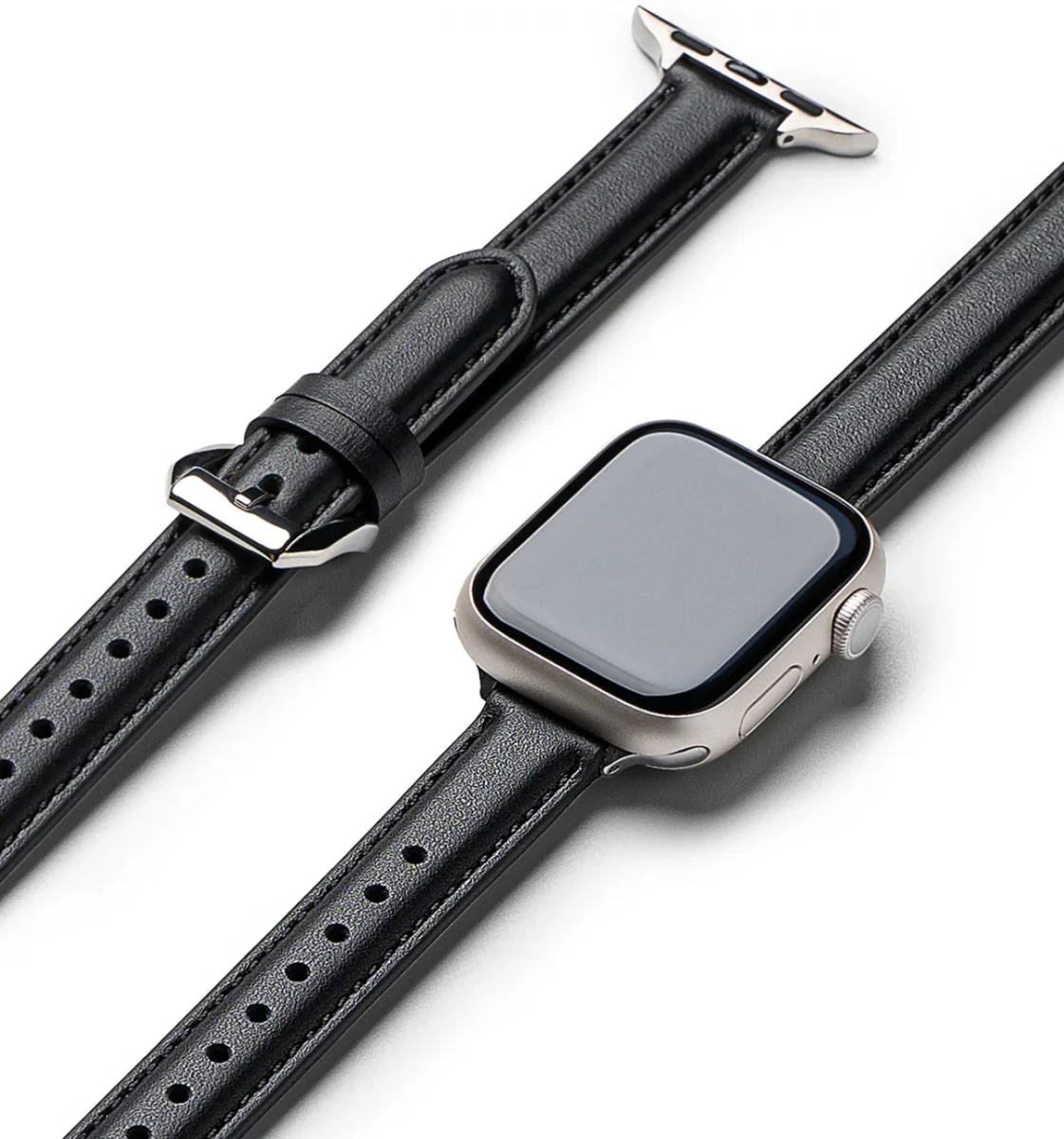 Ringke Leather One Padded Band - Apple Watch 1-10/SE - 38/40/41/42MM - Zwart afbeelding 1