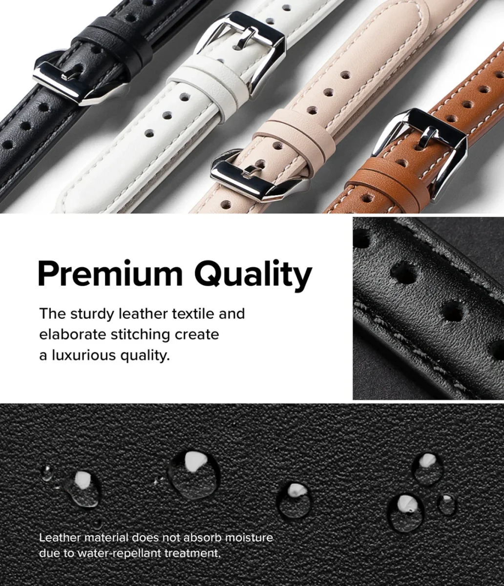 Ringke Leather One Padded Band - Apple Watch 1-10/SE - 38/40/41/42MM - Zwart afbeelding 3