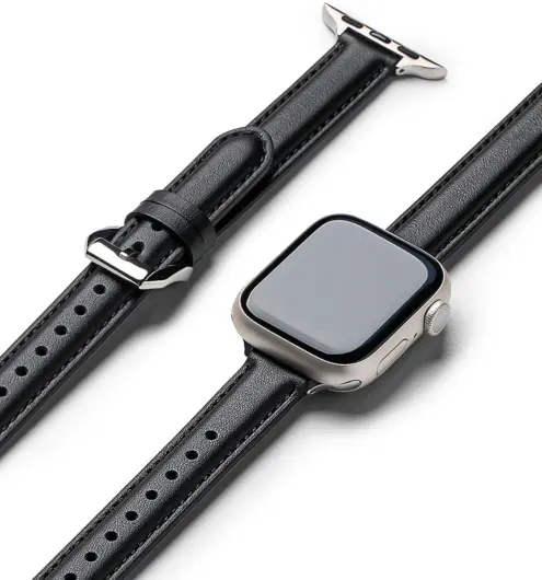 Ringke Leather One Padded Band - Apple Watch 1-10/SE - 38/40/41/42MM - Zwart afbeelding 1