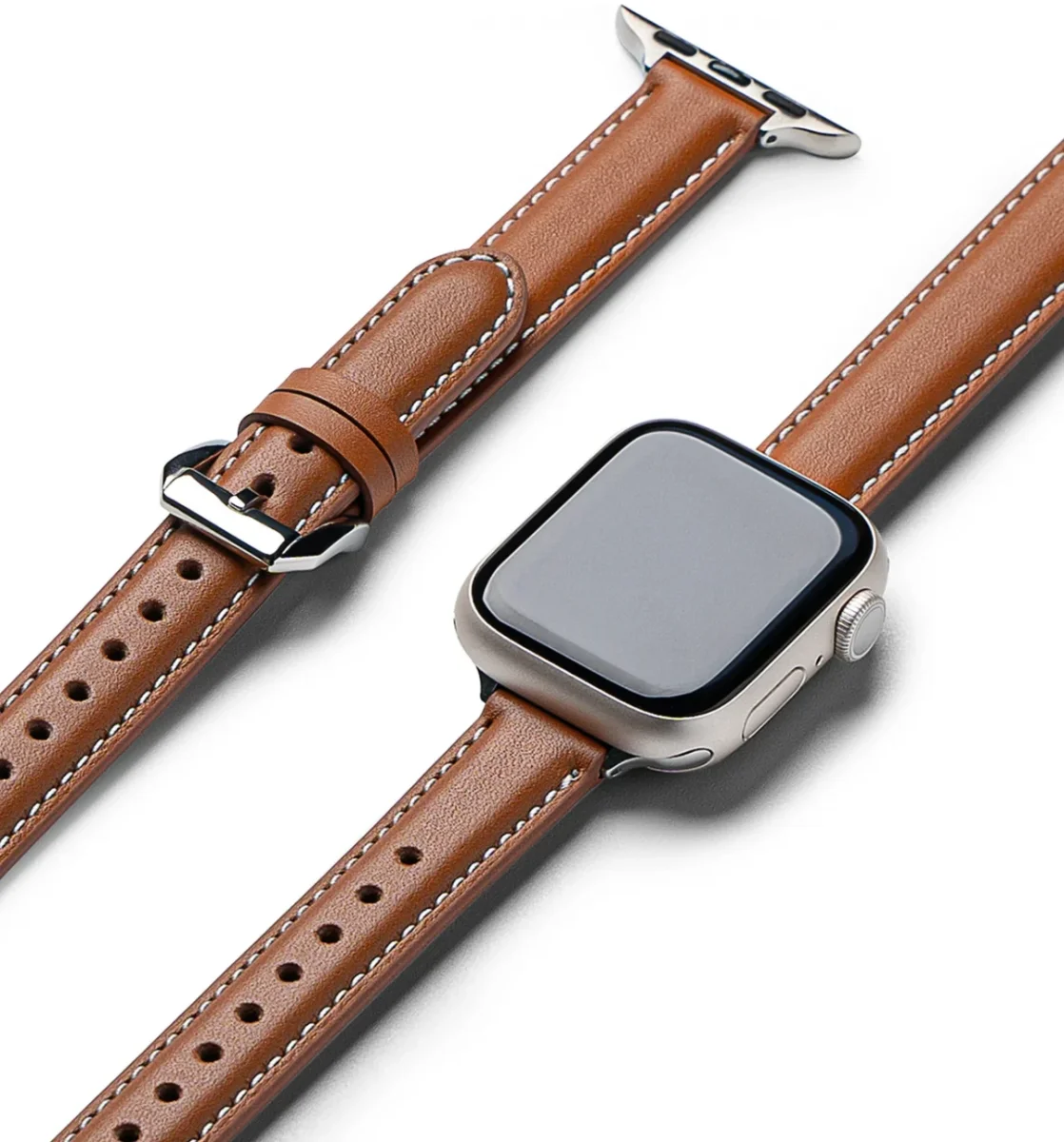 Ringke Leather One Padded Band - Apple Watch 1-10/SE - 38/40/41/42MM - Bruin afbeelding 1