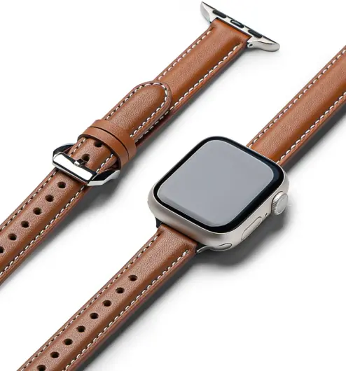 Ringke Leather One Padded Band - Apple Watch 1-10/SE - 38/40/41/42MM - Bruin afbeelding 1