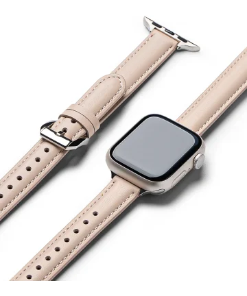 Ringke Leather One Padded Band - Apple Watch 1-10/SE - 38/40/41/42MM - Roze Bandjes