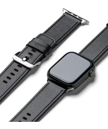 Ringke Leren Basic Bandje - Apple Watch 1-10/SE/Ultra - 49/46/45/44/42MM - Zwart