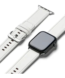 Ringke Leren Basic Bandje - Apple Watch 1-10/SE/Ultra - 49/46/45/44/42MM - Wit