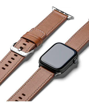 Ringke Leather Basic - Apple Watch 1-10/SE/Ultra Bandje - 49/45/44/42MM - Bruin Bandjes