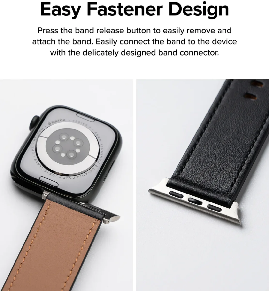 Ringe Leather Bold - Apple Watch 1-10/SE/Ultra Bandje - 49/46/45/44/42MM - Wit afbeelding 5