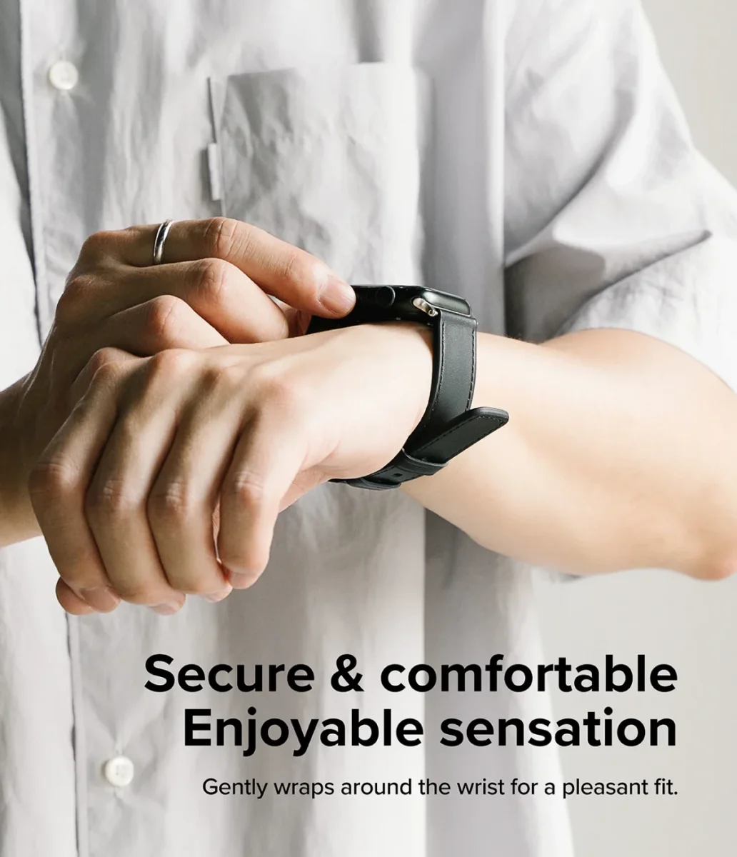 Ringe Leather Bold - Apple Watch 1-10/SE/Ultra Bandje - 49/46/45/44/42MM - Wit afbeelding 6