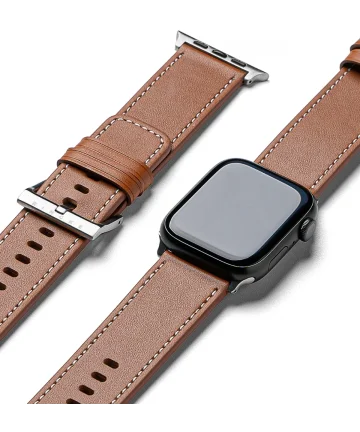 Ringe Leather Bold - Apple Watch 1-10/SE/Ultra Bandje - 49/45/44/42MM - Bruin Bandjes