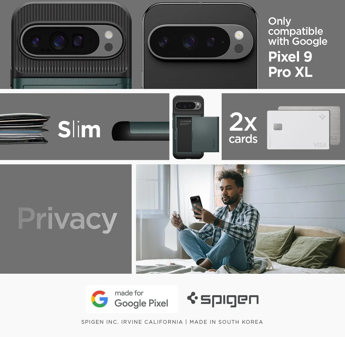 Spigen Slim Armor CS Google Pixel 9 Pro XL Hoesje Back Cover Groen afbeelding 2