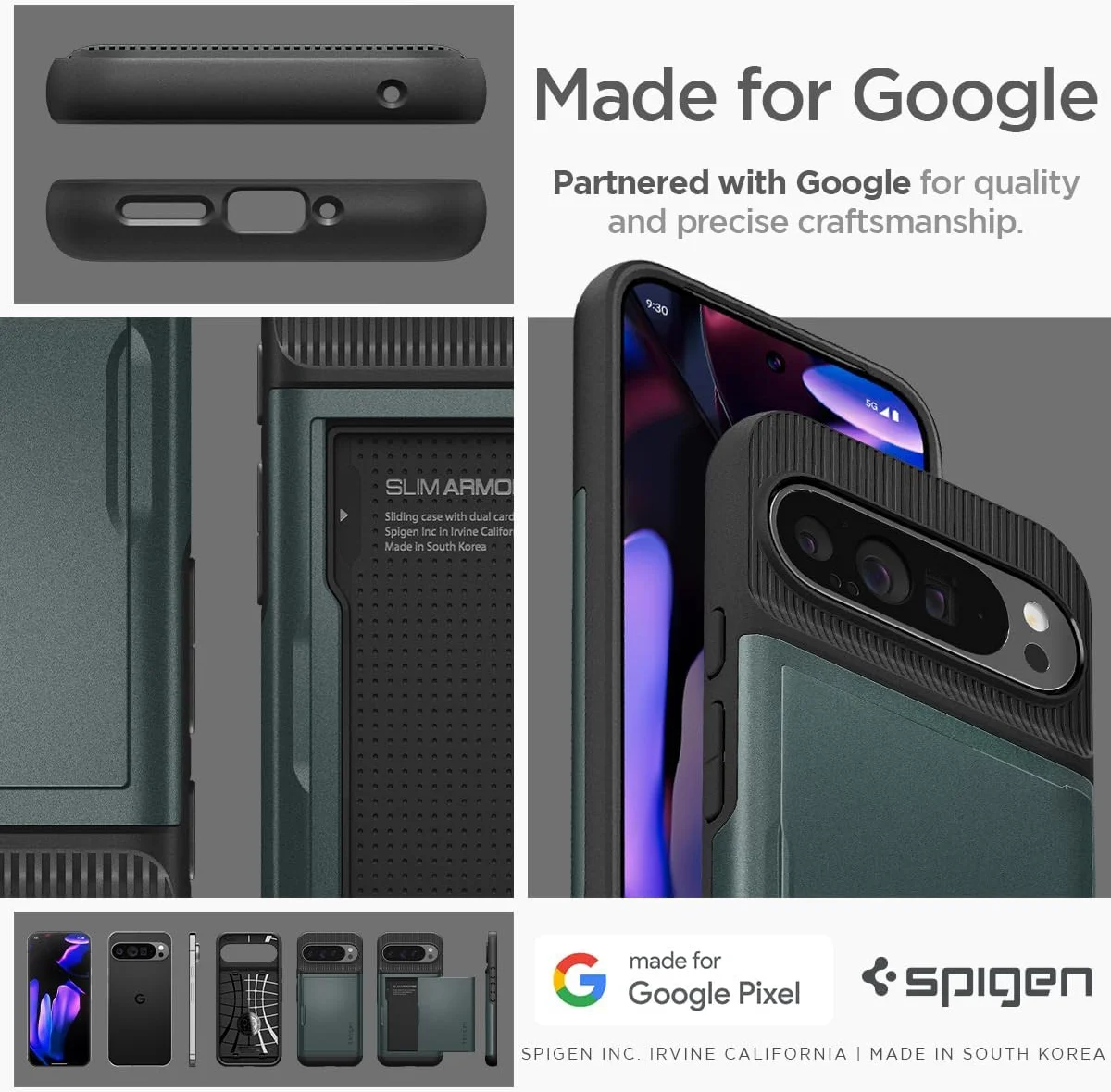 Spigen Slim Armor CS Google Pixel 9 Pro XL Hoesje Back Cover Groen afbeelding 7