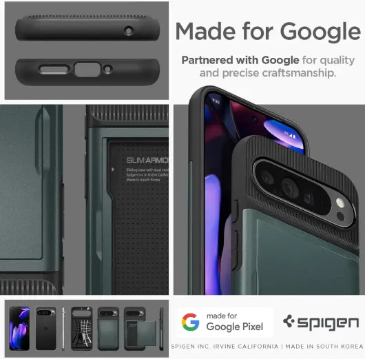 Spigen Slim Armor CS Google Pixel 9 Pro XL Hoesje Back Cover Groen afbeelding 7