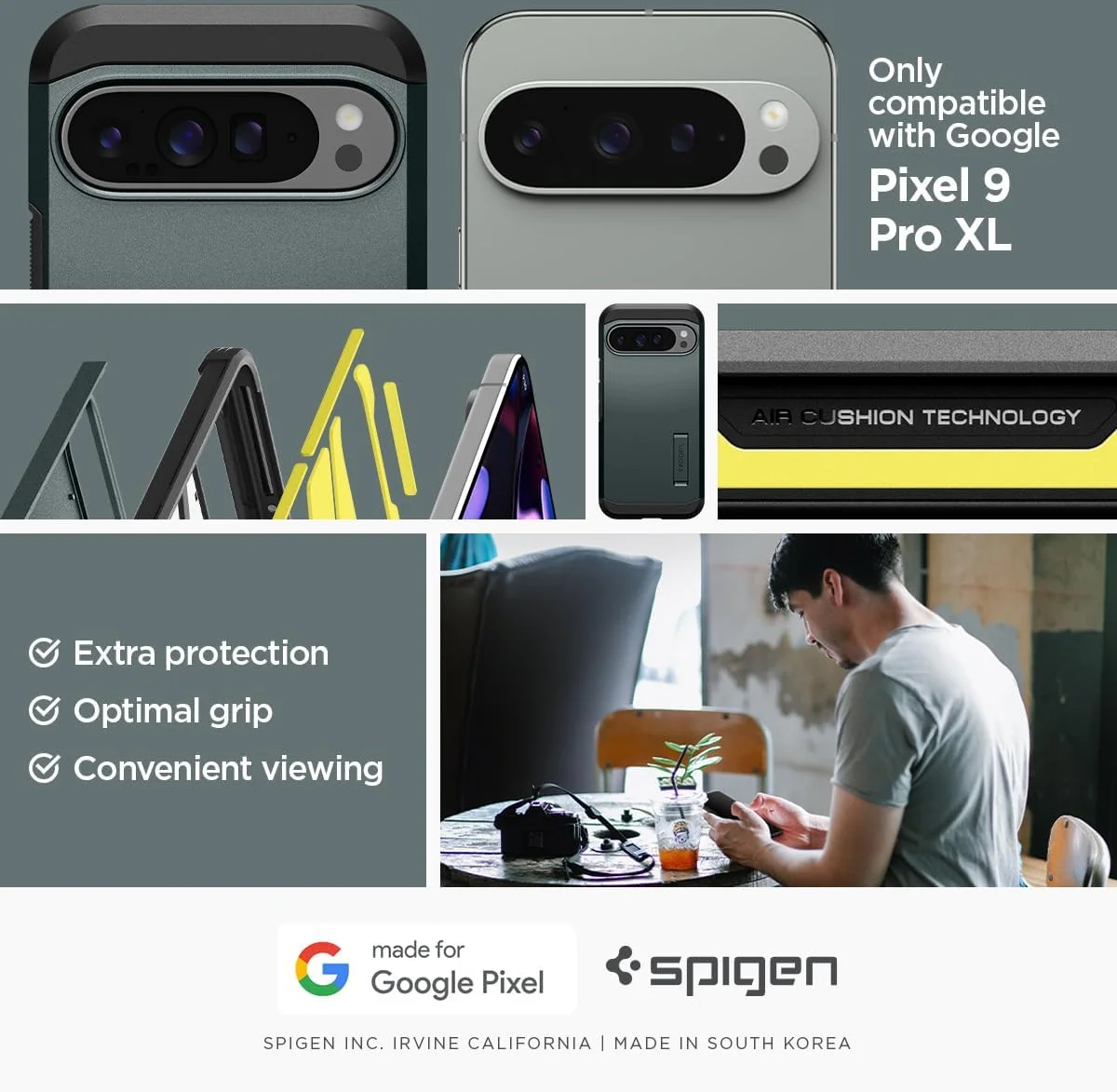 Spigen Tough Armor Google Pixel 9 Pro XL Hoesje Back Cover Groen afbeelding 2