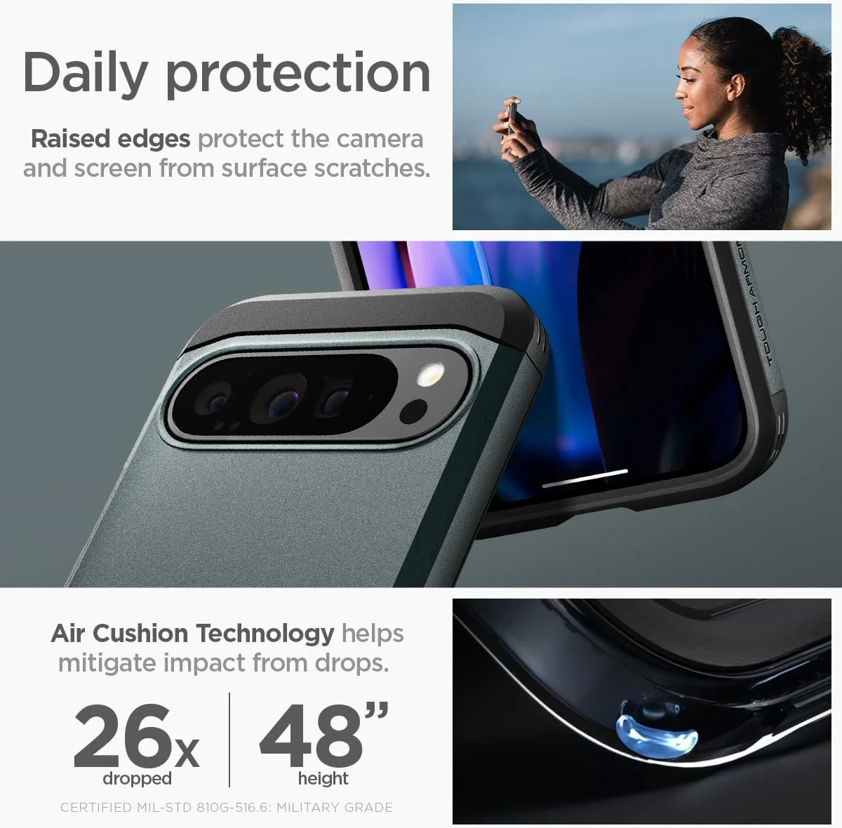 Spigen Tough Armor Google Pixel 9 Pro XL Hoesje Back Cover Groen afbeelding 4