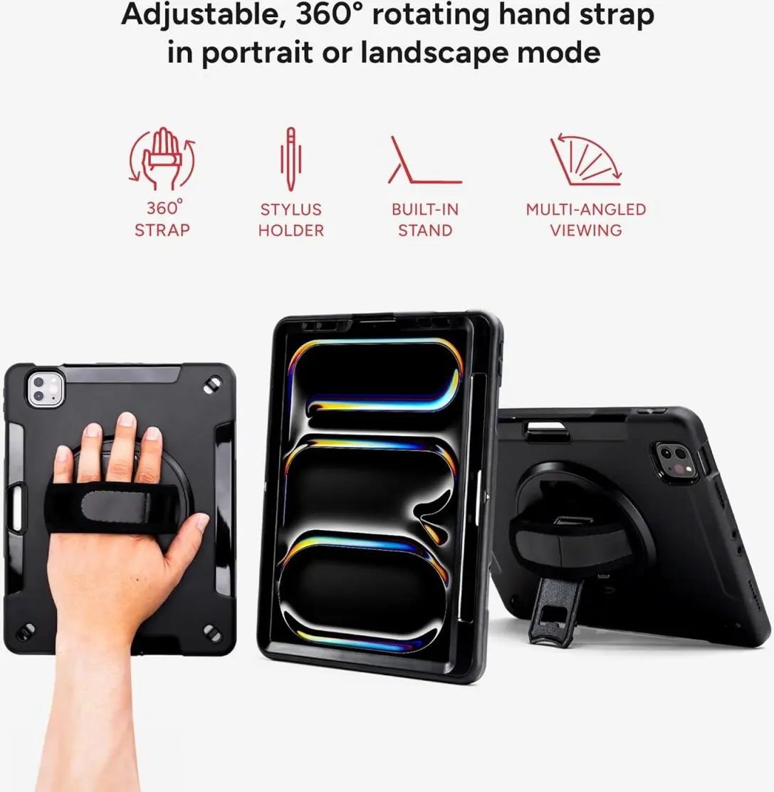 ZAGG Rugged Apple iPad Pro 11 2024 360° Draaibare Hoes Zwart afbeelding 3