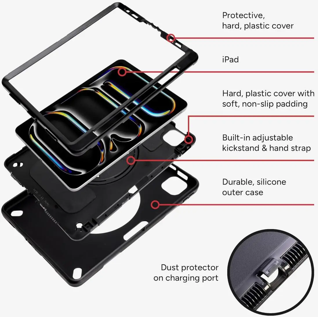 ZAGG Rugged Apple iPad Pro 11 2024 360° Draaibare Hoes Zwart afbeelding 6