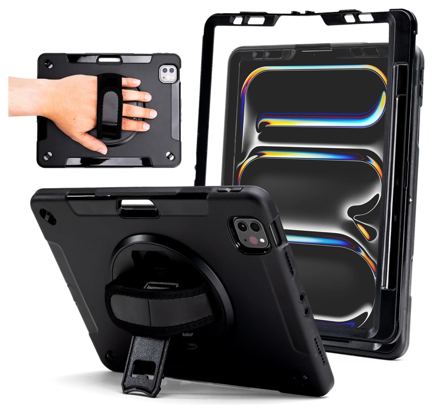 ZAGG Rugged Apple iPad Pro 13 (2024) 360° Draaibare Hoes Zwart afbeelding 1