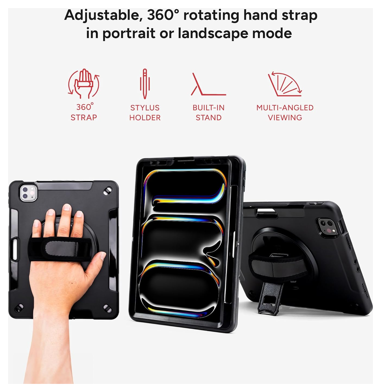 ZAGG Rugged Apple iPad Pro 13 (2024) 360° Draaibare Hoes Zwart afbeelding 6