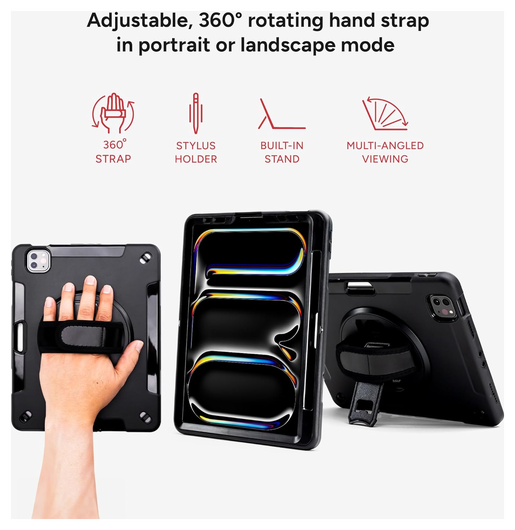 ZAGG Rugged Apple iPad Pro 13 (2024) 360° Draaibare Hoes Zwart afbeelding 6