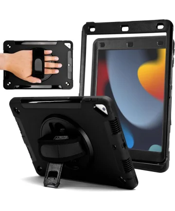 ZAGG Rugged Tablet iPad 10.2 (2021/2020/2019) Hoes Kickstand Handriem Zwart Hoesjes