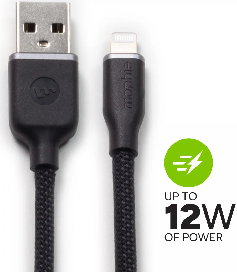 Mophie Charge Stream USB-A naar Lightning Kabel 12W 2 meter Zwart afbeelding 6