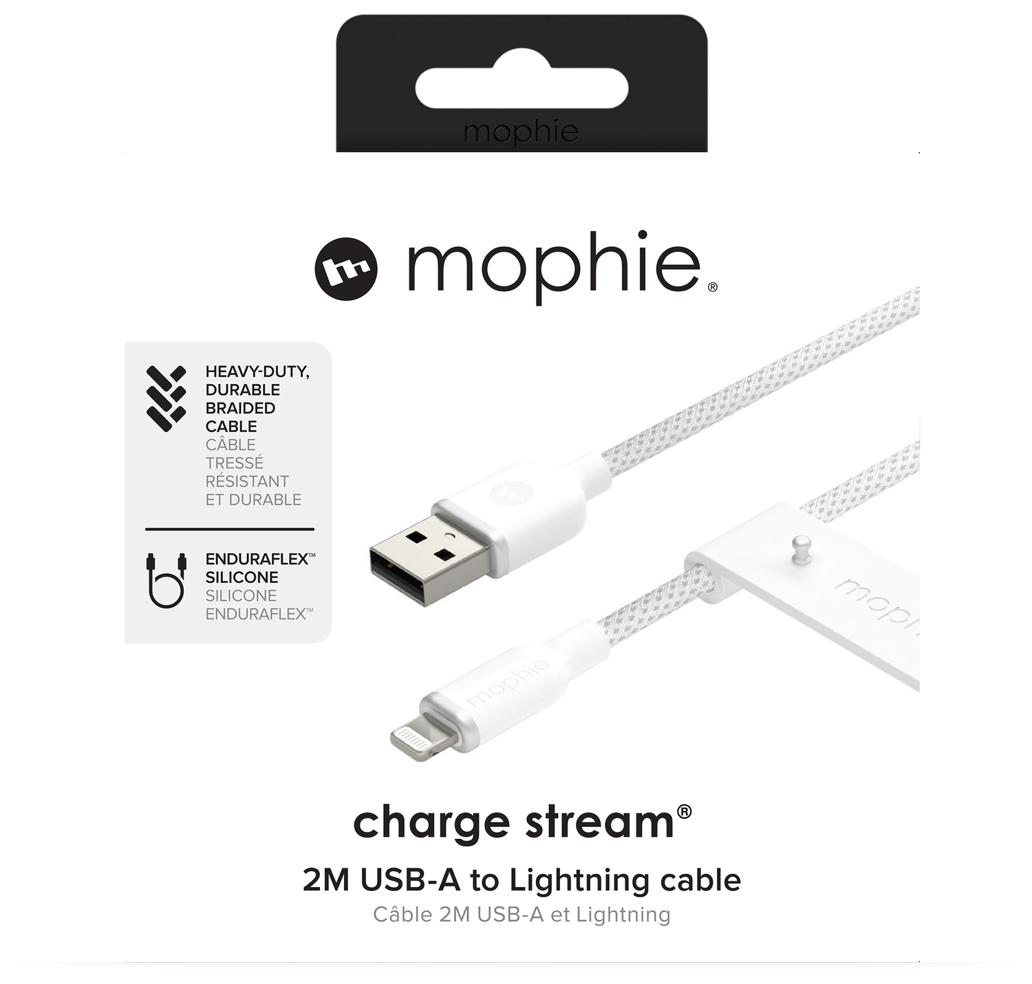 Mophie Charge Stream USB-A naar Lightning Kabel 12W 2M Wit afbeelding 2