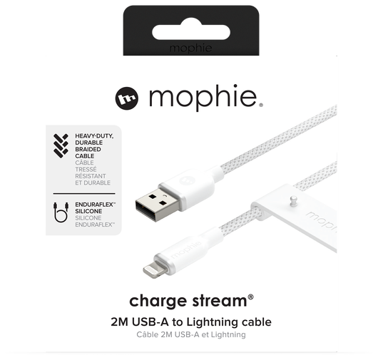 Mophie Charge Stream USB-A naar Lightning Kabel 12W 2M Wit afbeelding 2