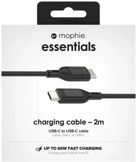 Mophie Essentials USB-C naar USB-C Kabel 60W 2 Meter Zwart afbeelding 6