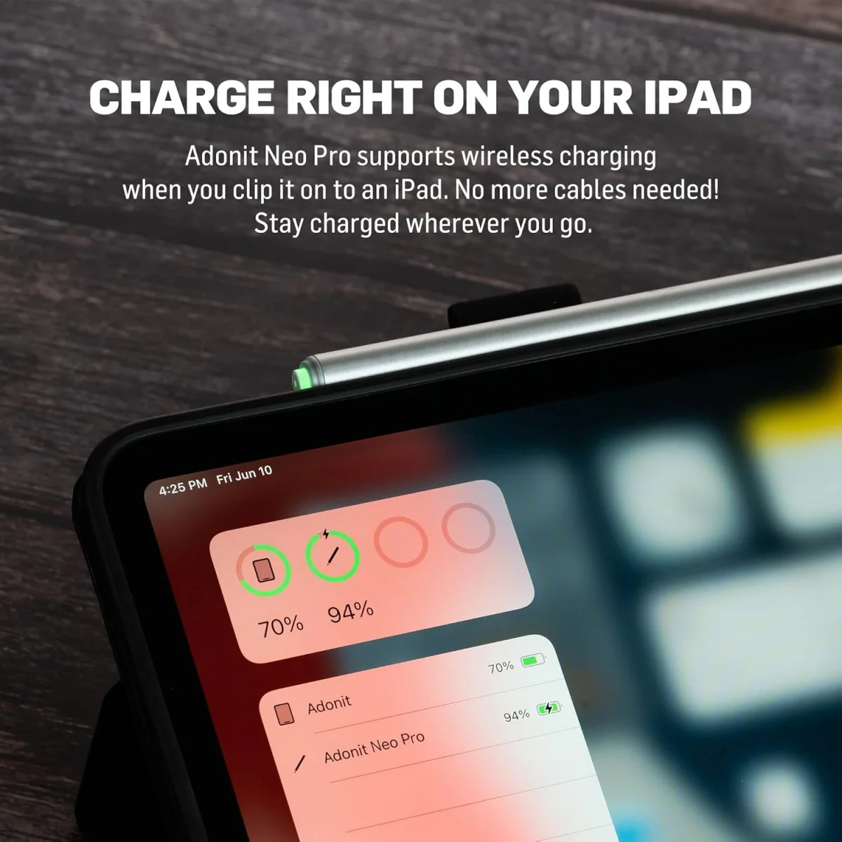 Adonit Neo Pro - Actieve Stylus Pen voor iPad - Grijs afbeelding 3