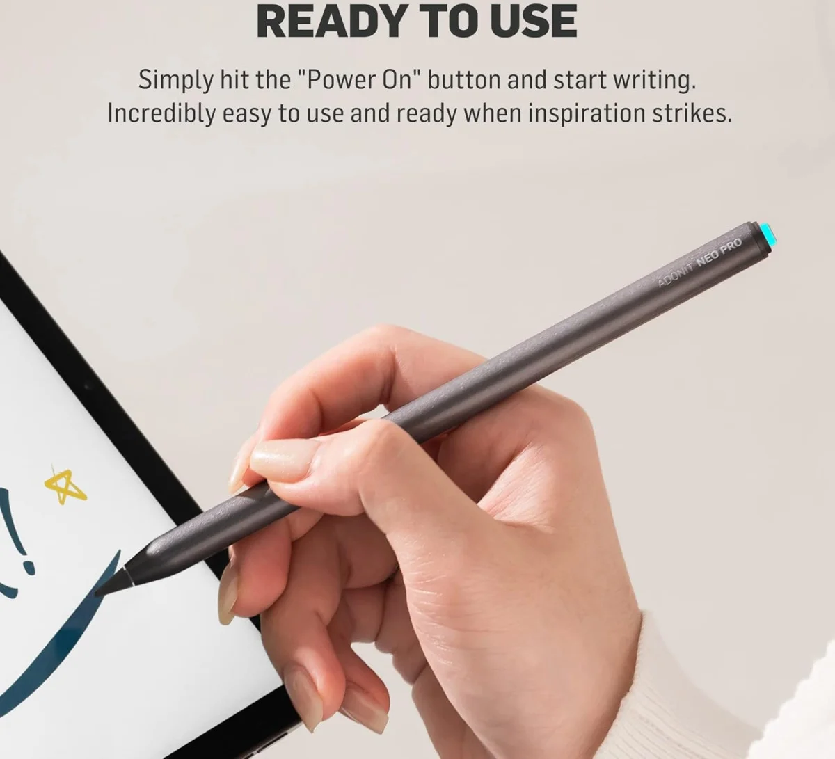 Adonit Neo Pro - Actieve Stylus Pen voor iPad - Grijs afbeelding 4