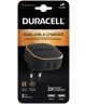 Duracell 24W Wall Fit Dubbele USB-A Adapter Telefoon/Tablet Oplader 4.8A Zwart