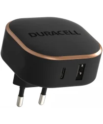 Duracell 30W Wall Fit USB-C / USB-A Adapter PPS / Power Delivery Oplader Zwart afbeelding