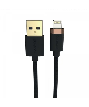 Duracell Toughened Kevlar MFi USB-A naar Lightning Kabel 1 Meter 3A Zwart Kabels