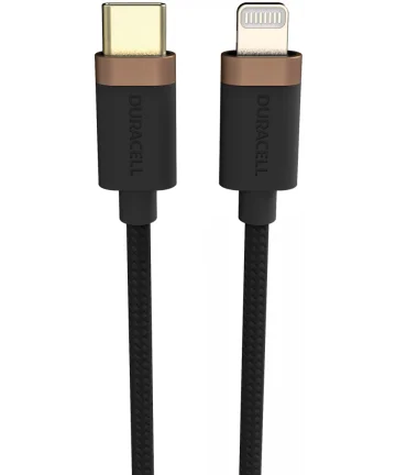 Duracell Toughened Kevlar MFi USB-C naar Lightning Kabel 2 Meter 65W / 3A Zwart Kabels